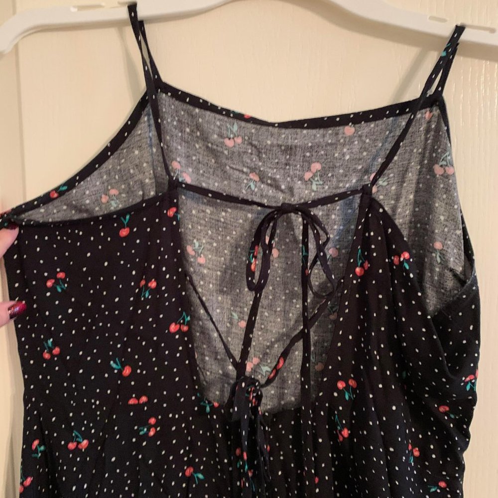 Cherry spaghetti strap, backless dress -  Large